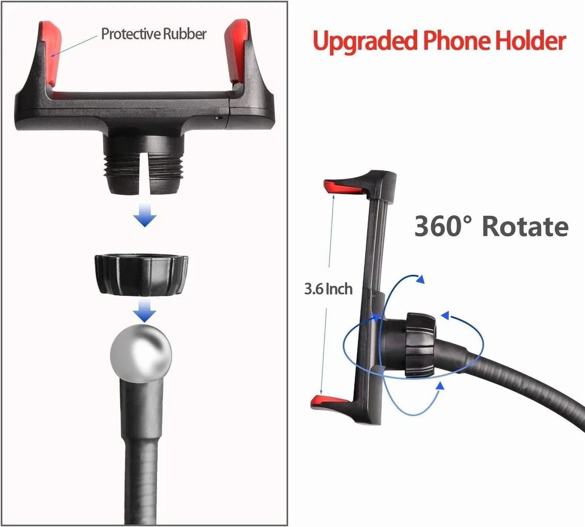 CIRCLE- Selfie Ring Light with Cell Phone Holder Stand for Live Stream/Makeup, Clip on,