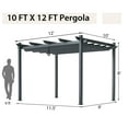 thumbnail image 4 of Costway 10x12ft Outdoor Aluminum Retractable Pergola Canopy Shelter Grape Trellis Gray, 4 of 12