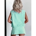 thumbnail image 6 of Womens Travel Outfits Summer Lounge Set Two Pieces Mineral Wash Cotton Tank Top Lined Split Athletic Skirt Set Green S, 6 of 7