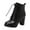 Black, variant on Womens High Heels Combat Boots 2025 Fashion Black Leather Pointed Toe Chunky Block Heeled Mid Calf Short Dress Ankle Booties Black Size 5.5