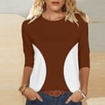 thumbnail image 4 of Camisetas de Manga 3/4 para Mujeres Impresas de Cuello Redondo Top de Moda Casual, Mezcla de Poliéster 95% 5% de Spandex para el Hogar Y el Uso Diario, 4 of 9