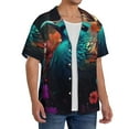 thumbnail image 2 of KLL Colorful Flower Bird Print Men's Shirt Short Sleeve Button Down Summer Cuba Beach Shirts- X-Large, 2 of 5