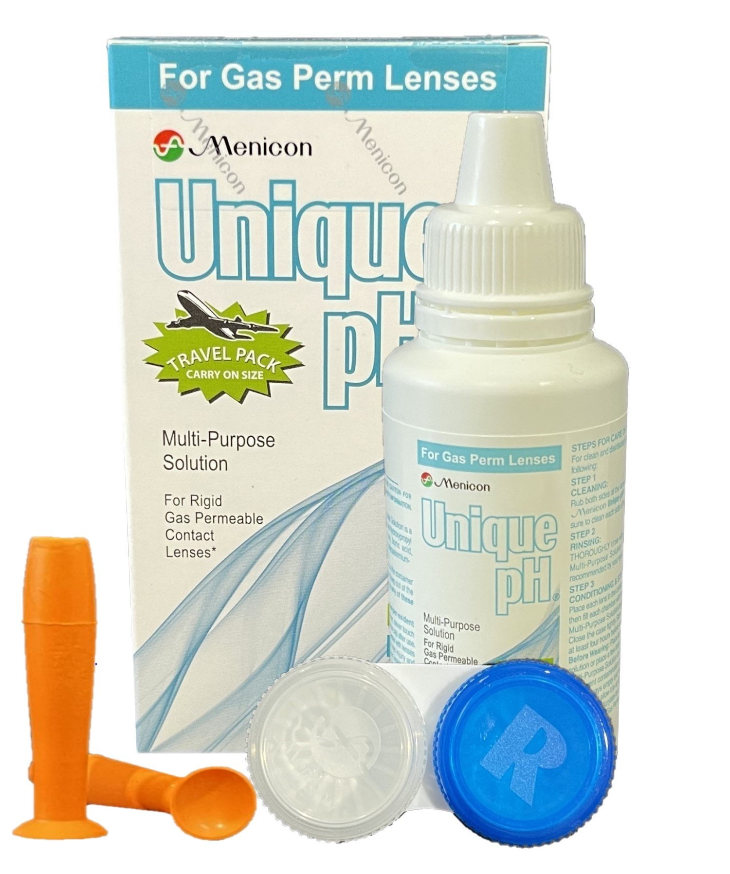 Menicon Unique pH Travel Pack 2.5 Oz & CEREM Lens Remover, Bundle