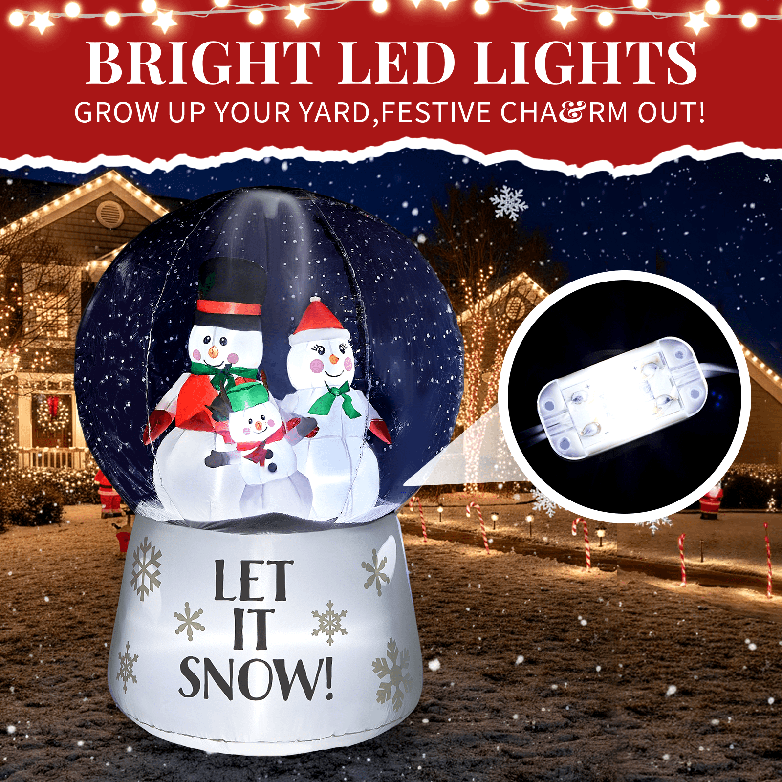 6 FT Lighted Christmas Inflatable Decoration, Large Inflatable Snow Globe with Snowman Family, Funny Blow Up Yard Decorations with Built-in LED Lights for Holiday Party Front Yard Lawn Garden Decor