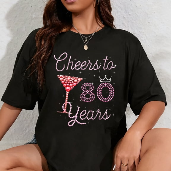100% Cotton Cheers To 80 Years 80th Birthday 80 Years Old Bday T-Shirt