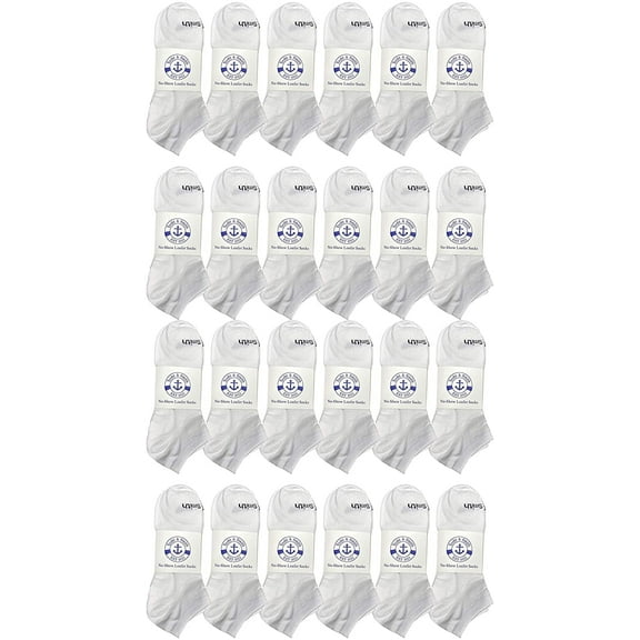 Yacht & Smith 24 Pair Low Cut Socks Thin Comfortable Lightweight Breathable Wholesale Bulk Sport Socks (WHITE, Men)