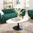 thumbnail image 2 of Pemberley Row Powder-Coated Metal Black/White Coffee Table Oval Durable 48" Unassembled, 2 of 4