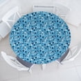 thumbnail image 3 of Ambesonne Floral Fitted Round Tablecloth, Shabby Plant Petals, 56"- 60" Diameter, Dark Blue White, 3 of 5