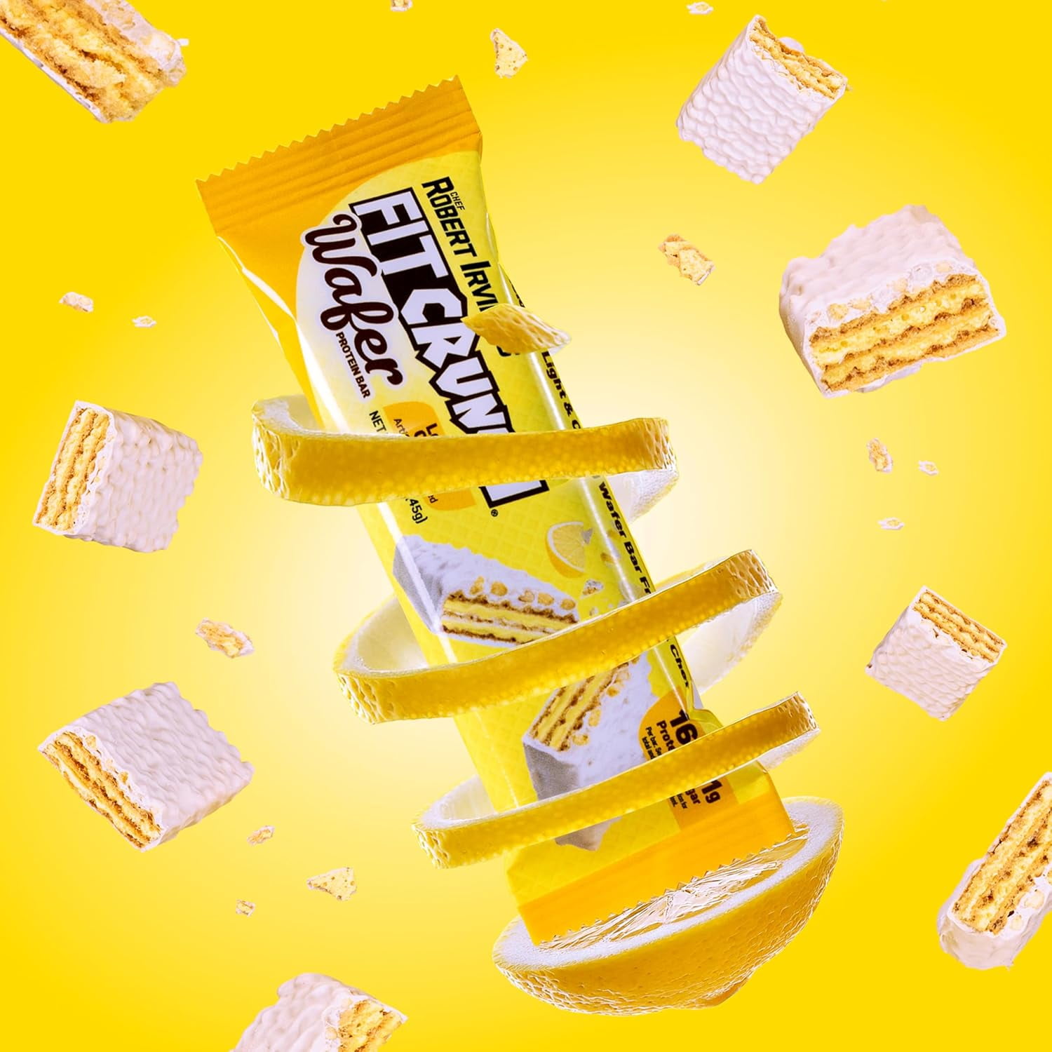FITCRUNCH Wafer Protein Bars, Designed by Robert Irvine, 16g of Protein & 1g of Sugar (9 Bars, Lemon Cream)