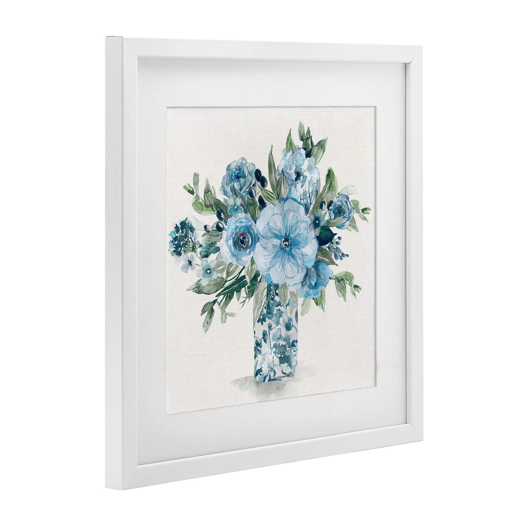 Stupell Industries Pastel Blue Bouquet Foliage White Framed Print Under Glass, design by Carol Robinson