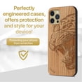 thumbnail image 2 of Case Yard Wooden Case Outside Soft TPU Silicone, Slim Fit Shockproof Wood Protective Phone Cover for Girls Boys Men and Women, Supports Wireless Charging Roaring Tiger Design case for iPhone-12/12-Pro, 2 of 7