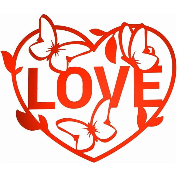 Love Heart 3D Acrylic Mirror Wall Sticker Butterfly Mirrors Wall Decor Letter Wall Art Decals DIY Mural Removable for Home Wall Cabinet Living Room Bedroom Decorations Red 11.81x9.84Inch Red