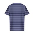 thumbnail image 5 of LYEAA Mens Short Sleeve Shirts Casual Crew Neck Beach Loose Summer Pullover T-shirts Striped Buttons Soft Comfortable Breathable Men's Tops Blue S, 5 of 5