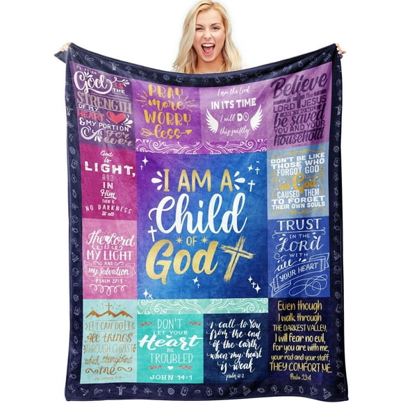 LHSHID Christian Gifts for Women I Am a Child of God Blankets Inspirational Religious Gifts Catholic Spiritual Gifts for Women Blanket 50x60in