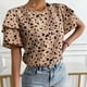 thumbnail image 4 of Moda Mujer Cuello Redondo Impreso Manga Corta Impresión Blusa Camiseta Verano Tops Pompotops hkajfhjk461795, 4 of 7