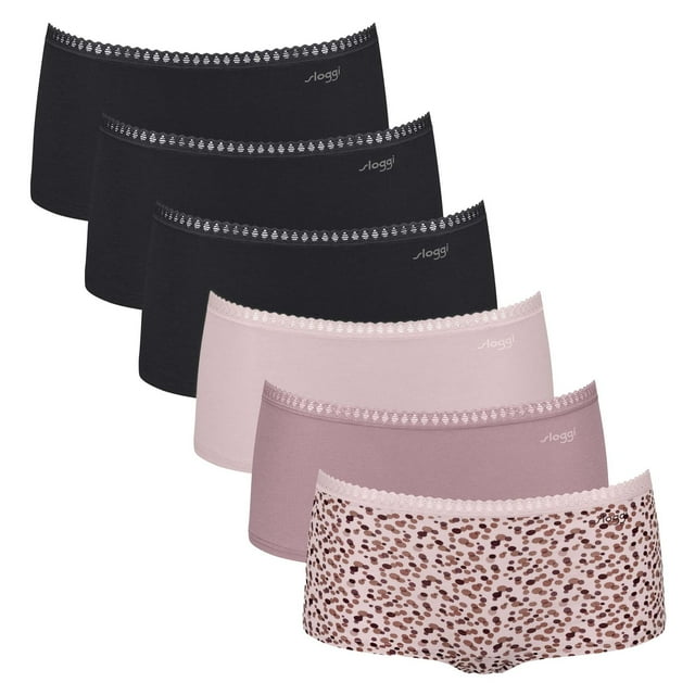 Sloggi braguitas de mujer, pack de 6 - GO Crush Short C6P, braguitas, algodón elástico Negro/Rosa M (Medium)