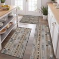 thumbnail image 2 of Brown Geometric Pattern with Arrows and Bulls Kitchen Rugs Sets Of 3,Kitchen Runner Rugs Non Skid Washable,Decorative Kitchen Floor Mats for Kitchen,Sink,Laundry,17"x30"+ 17"x47" + 17"x59", 2 of 6