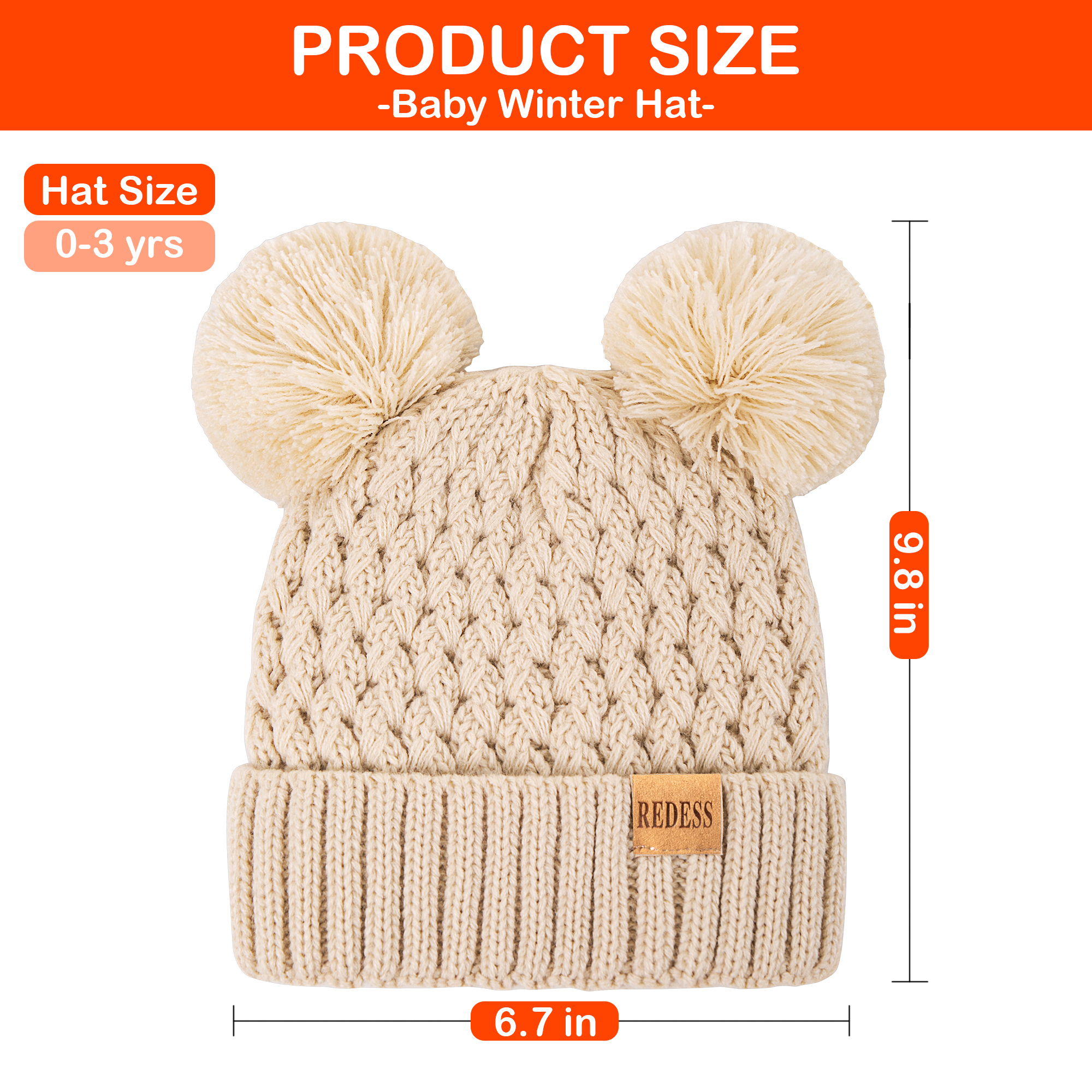 REDESS Toddler Winter Pom Pom Beanie, 2-Pack photo 3