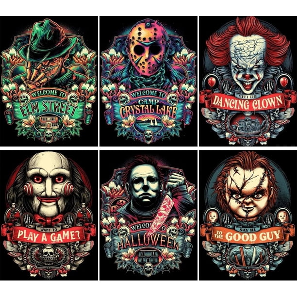 Kit de pintura de diamantes en 5D con tema de terror de Halloween para adultos