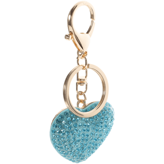 Creative Diamond-encrusted Key Ring Heart Shaped Charm Keychain Bag Pendant Jewelry Accessories Car Decoration (Pink)