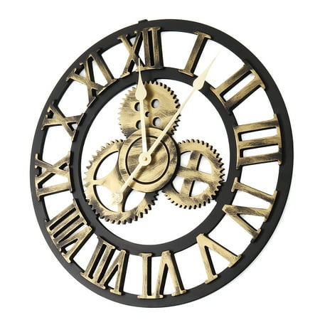 Large Decorative Plates For The Wall Wedlies 19 Inches 3d Wall Clock,Silent Gear Wall Clock, Retro Rustic Large Wall Clock Decorative, Noiseless Big Wall Clock Vintage Antique Distressed Art Roman Numerals Design ()