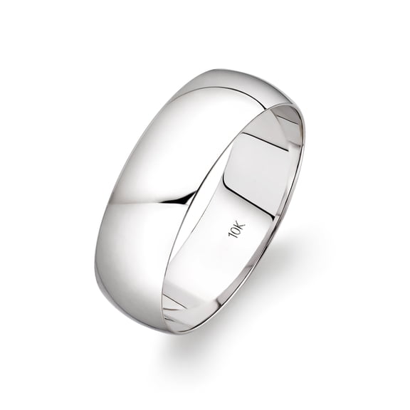 Men's 10K White Gold 6mm Traditional Plain Wedding Band (Available Ring Sizes 8-12 1/2) Size 9.5