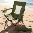 thumbnail image 3 of Walchoice Folding Beach Chair for Adults, Low Seat Camping Chair with High Back, Wide Seat Chair with Cup Holder & Carry Bag, Heavy Duty Portable Chair for Outdoor Picnic Travel - Green, 3 of 10