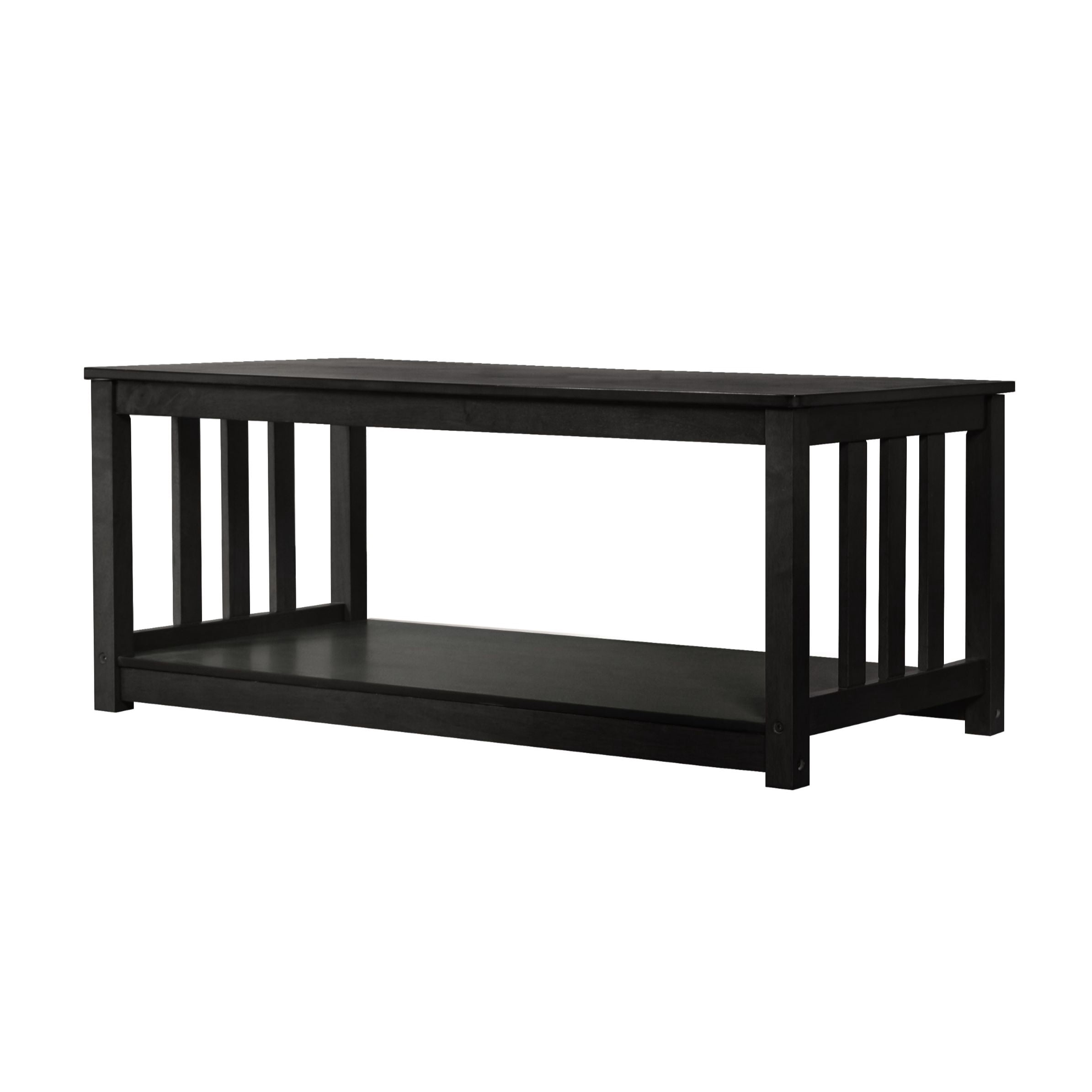 Home Design Ottawa 3-Piece Coffee Table Set with Rectangular Coffee Table and 2 Matching End Tables, Streamlined Side Design with Bottom Shelf for Living Room, Black