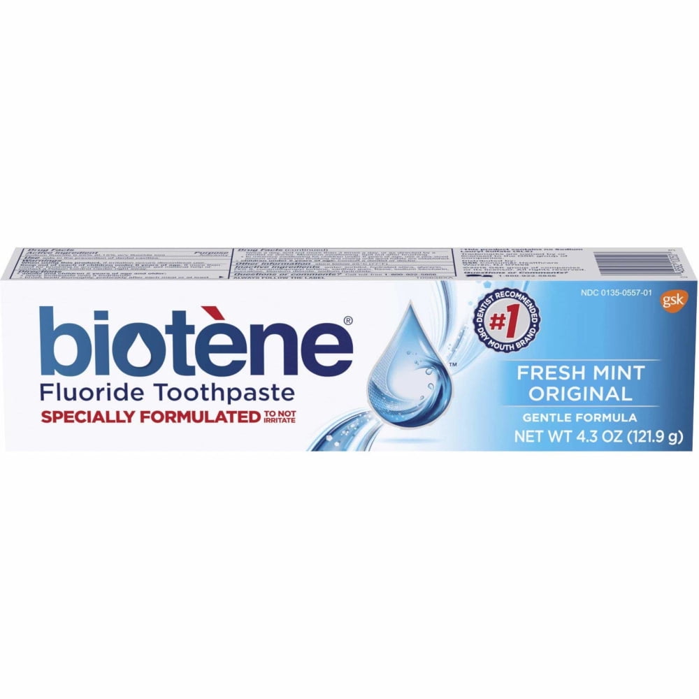 6 Pack Biotene Fresh Mint Original Gentle Formula Fluoride Toothpaste, 4.3 Ounces Each