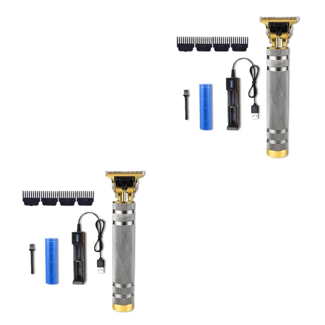 Seitruly Afeitadora eléctrica recargable para el cabello, recortadora de barba, profesional, portátil, para viajes patrón de plata 2piezas