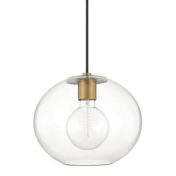 -1-Light Large Pendant in Style-12.25 inches Wide By 10.5 inches High-Aged Brass Finish Bailey Street Home 735-Bel-3321877