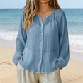 thumbnail image 2 of Cmfcve Long Sleeve Gauze Shirts for Women Collar Button Down Shirts Summer Sheer Mesh Beach Cover Up Tops, 2 of 9