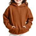 thumbnail image 2 of hotojiny Unisex Kids Plain Hooded Sweatshirt Boys Girls Long Sleeve Pullover Tops Fall Loose Fit Casual Hoodies with Pockets(Coffee aa1,7-8 Years), 2 of 7
