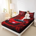 thumbnail image 4 of Homewish Cartoon Red Automobile Queen Sheet Sets for Boys, Modern Extreme Sport Flat Sheet, Futuristic Race Car Queen Fitted Sheet, Microfiber Bedroom Decor, 4 Pieces, 4 of 7