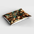 thumbnail image 2 of Ambesonne Rustic Pillow Sham, Boho Earthy Feathers Mandala, 26" X 20", Teal Cinnamon Brown, 2 of 2