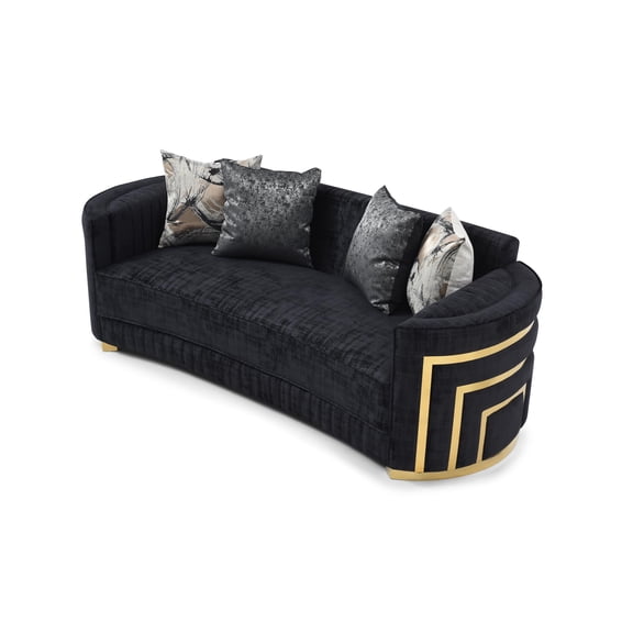 Glory Furniture Soledad Sofa with Back Pillows in Black