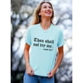 thumbnail image 4 of Xuanfei Women Thou Shall Not Try Me Letter Print Crew Neck Short Sleeve T-Shirt, 4 of 7