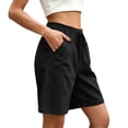 thumbnail image 5 of Jewelreauty Linen Summer Shorts for Women Casual with Pockets Loose Fit Drawstring Elastic Waist Sweatshorts (2XL, Black), 5 of 6