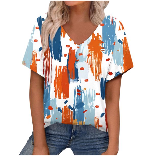 Camisetas Casuales de Manga Corta Plisada de la Moda de las Mujeres, Camiseta Cómoda de Poliéster para las Mujeres, Blusa de Primavera de Verano Lavado a Mano