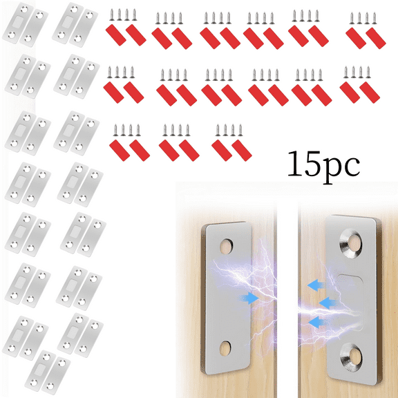 15 Pack Ultra Thin Magnetic Door Catches with Adhesive Drawer Latches Safety