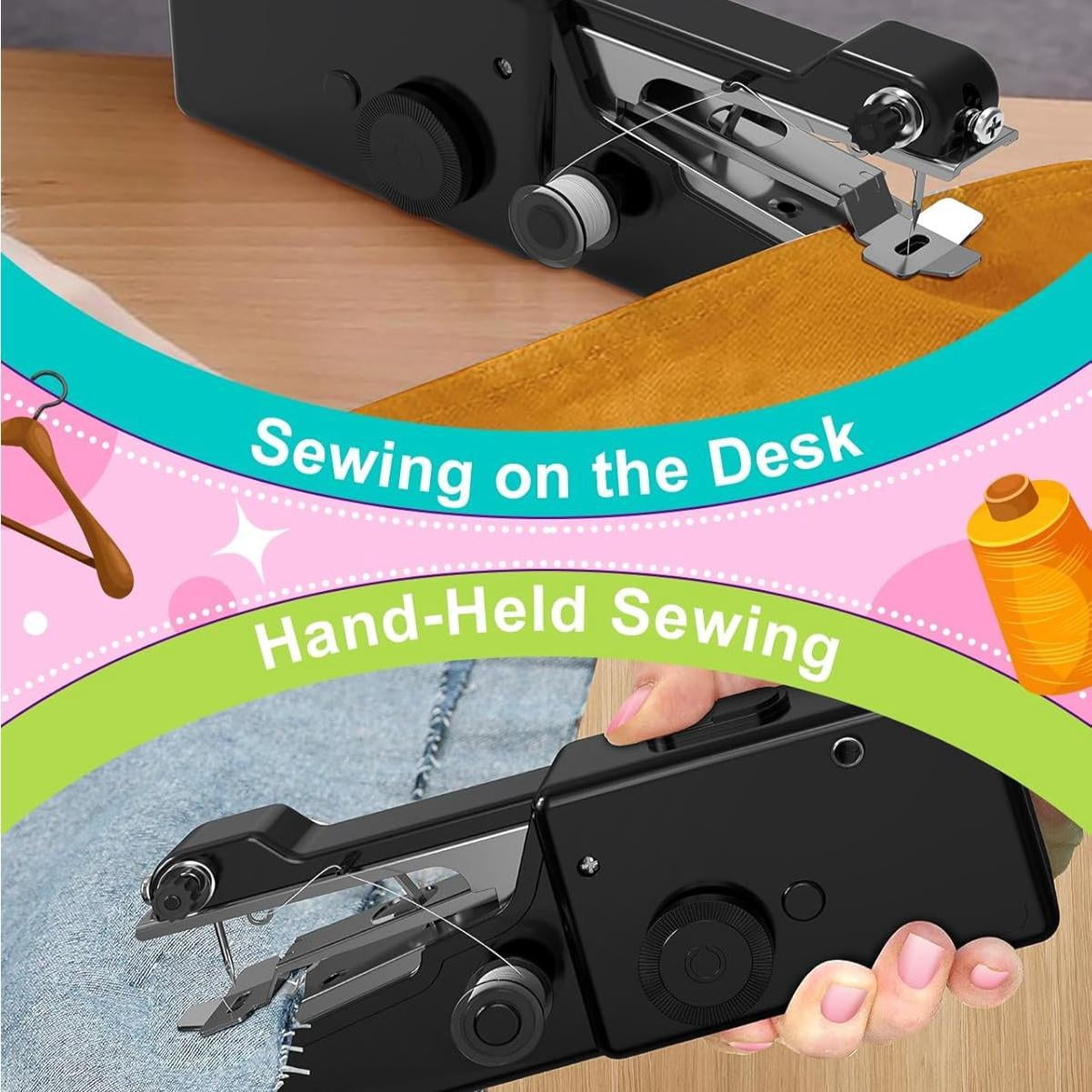 14 Coils +6 Accessories Handheld Sewing Machine, Portable Mini Electric Small Sewing Kit for Beginners, DIY