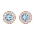 thumbnail image 3 of 1.18 ct Screw-Back Stud Earrings for Women | 5mm Round Cut Simulated Blue Diamond | 18K Rose Gold, 3 of 5