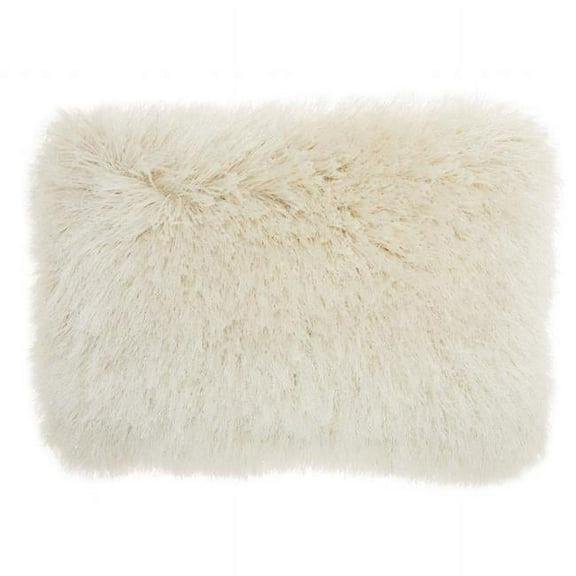 14 x 20 in. Cream Super Shaggy Throw Pillow