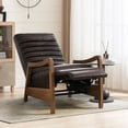 thumbnail image 5 of Bonzy Home Mid-Century Modern PU Leather Recliner with Adjustable Backrest & Footrest – Solid Wood Frame Accent Chair for Living Room, Bedroom & Sunroom, Brown, 5 of 7