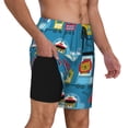 thumbnail image 2 of Sigee Transportations With Cute Animals Print Mens Swim Trunks with Compression Liner Quick Dry Swim Stretch Beach Shorts with Pockets,S-3XL, 2 of 7