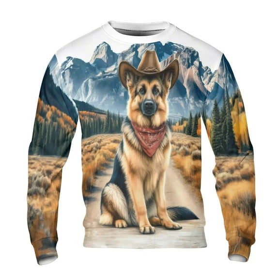 Welcome Fall Western Cowboy German Shepherd Enjoys Majestic Autumn All Over Print 3D Sweatshirt Unisex Merch Alsatian Dog Lover Gifts - 01007