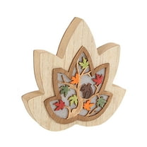 Whimsical Fall Table Decor Set Squirrel Hedgehog Theme Maple Leaf Cutouts Warm Led Lights 3D Layered Wooden Carvings Battery-Powered for Dining Table Shelves and Thanksgiving