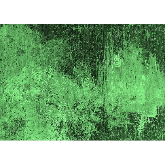 Ahgly Company Indoor Rectangle Oriental Emerald Green Industrial Area Rugs, 5' x 8'