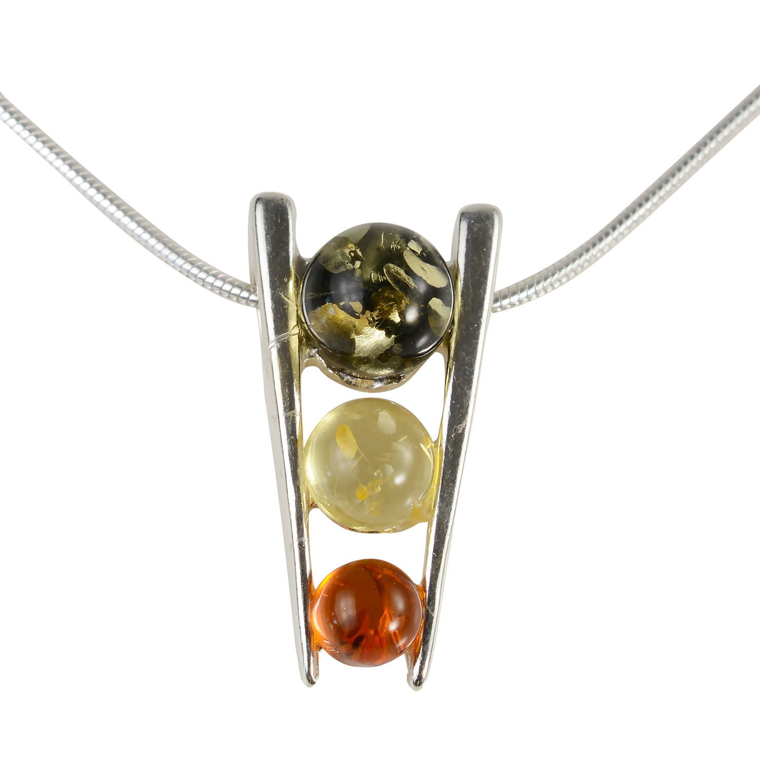 no chain Baltic amber and sterling silver 925 alphabet letter A pendant jewellery jewelry