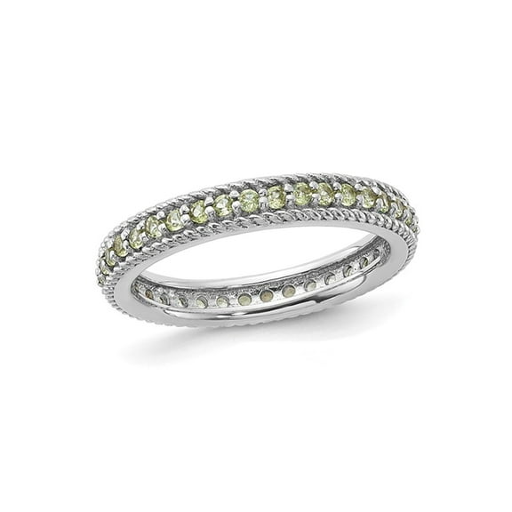 Gem & Harmony 3/4 Carat (Ctw) Peridot Eternity Band Ring in Sterling Silver for Women